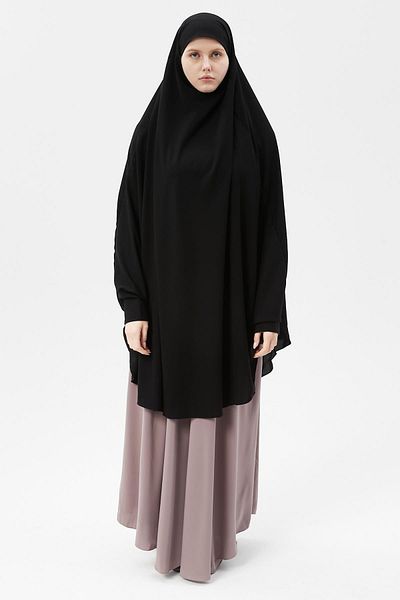 Altobeh Γυναικείο Hijab Medina Silk Sheet Top Veiled Souffle Hijab Μαύρο