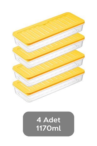 Meleni Home Microwave Compatible Food Storage Set of 4 - Yellow, 4x1170ml