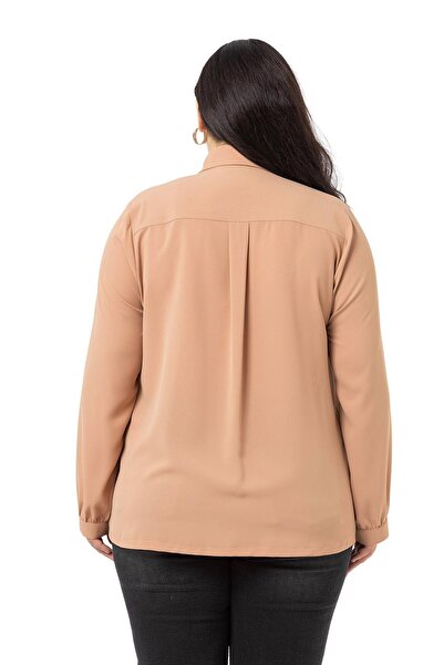 DISENTIS MODEST Large Size Collar Double Flounce Mink Shirt