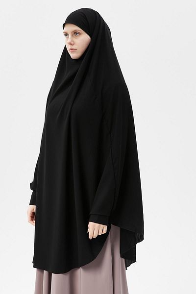 Altobeh Γυναικείο Hijab Medina Silk Sheet Top Veiled Souffle Hijab Μαύρο
