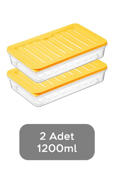 Meleni Home 2-Piece Microwave Compatible Food Storage Set - Yellow, 2x1200ml