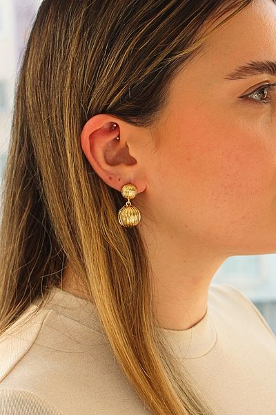 DOURS GOLD EARRING CLAM 3 CM