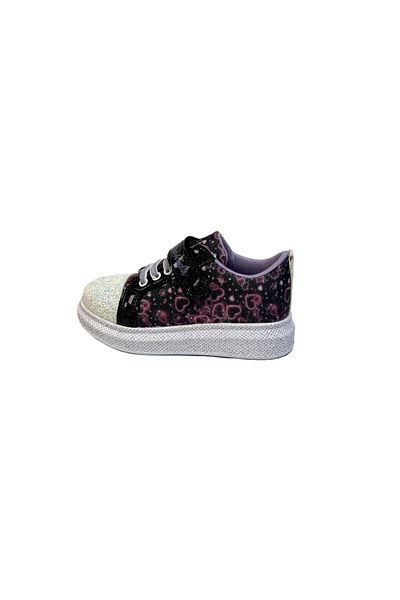 KAFKASLAR AYAKKABI Pantofi sport pentru fete cu talpă groasă cu velcro de culoare argintie