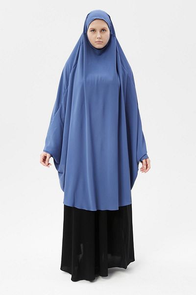 Altobeh Γυναικείο Hijab Medina Silk Sheet Top Veiled Souffle Hijab Dark Jeans