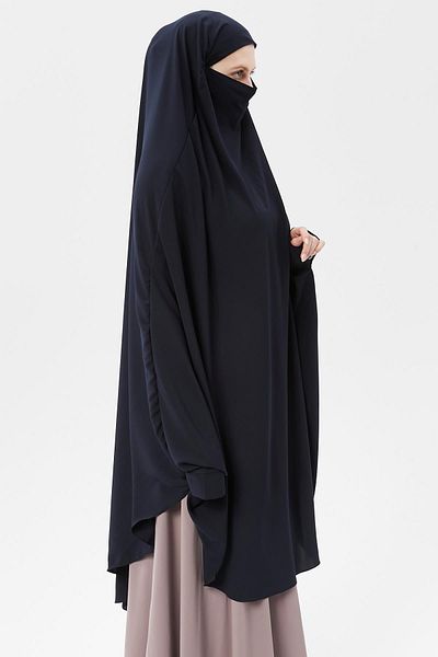 Altobeh Γυναικείο σεντόνι Hijab Medina Silk με Πέπλο Σουφλέ Hijab Navy Blue