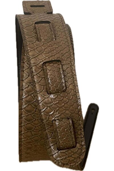 Rubber Cocoa Croco Destekli Suni Deri Gitar Askısı