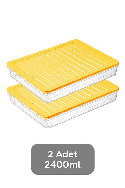 Meleni Home 2-Piece Microwave Compatible Food Storage Container - Yellow 2 x 2400 ml