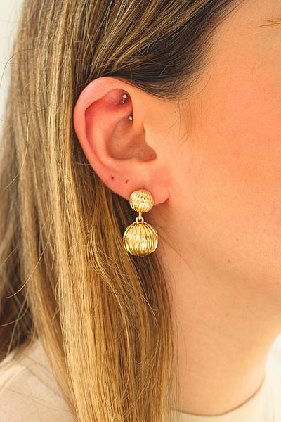 DOURS GOLD EARRING CLAM 3 CM