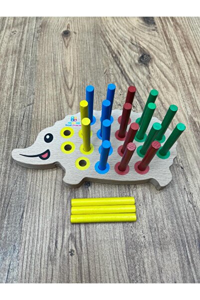 devtoptan Montessori Educational Wooden Toy – Plug-in Colorful Wooden Hedgeho...