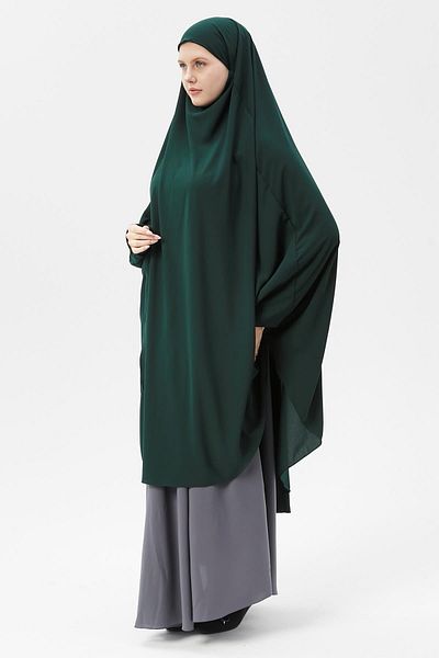 Altobeh Γυναικείο Hijab Medina Silk Sheet Top Veiled Souffle Hijab Emerald Green