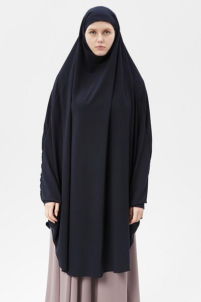 Altobeh Γυναικείο σεντόνι Hijab Medina Silk με Πέπλο Σουφλέ Hijab Navy Blue