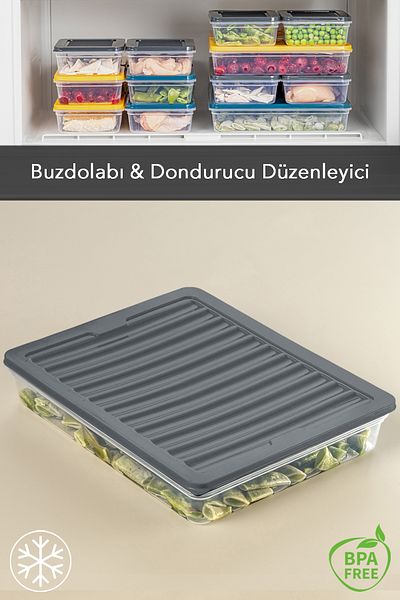 Meleni Home Anthracite 1 X 2400ml Food and Microwave Compatible Storage Container
