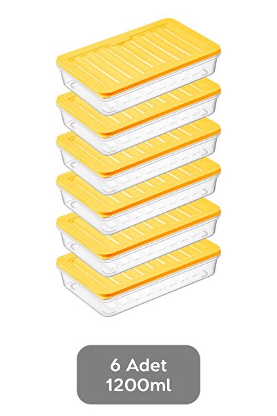 Meleni Home 6-Piece Yellow Storage Container - Microwave and Food Compatible, 1200 ml