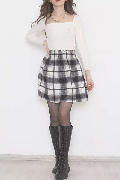 Sude Women's Patterned Cashmere Skirt