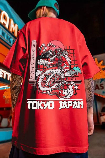 MODAGEN Ανδρικό μπλουζάκι με στάμπα Tokyo Oversize