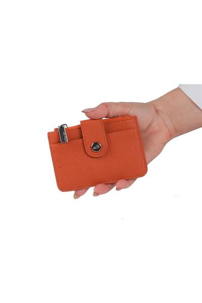 Bagacar محفظة حامل بطاقات صغيرة مع حجرة عملات معدنية برتقالية