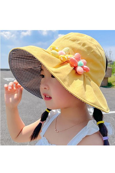 Shopiolog Girl's Foldable Wide Brim Visor Anti-UV Hat for Sun, Beach, Travel, Picnic, Pool