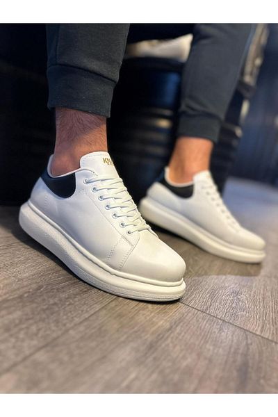 BZ Moda B043 BT Lace-Up Ορθοπεδική Σόλα Suede Ανδρικά αθλητικά παπούτσια Λευκό/Μαύρο