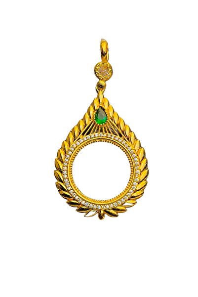 BEYZA DERELİ TAKI AKSESUAR 22 Ayar Fiziki Altın Kaplama Zirkon Ve Zümrüt Taşl...