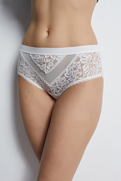 DONEX 0041 Bato Model Elastic Waist Tulle and Lace Detailed Women's Panties