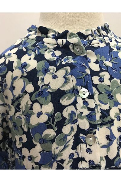 Çikoby Baby Girl Blue Floral Long Sleeve Dress