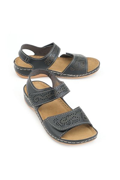 GEZER Summer Women's Faux Leather Velcro Adjustable Sandals