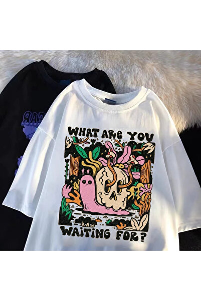 Jose Clothing Μπλουζάκι με λευκή στάμπα Unisex από οργανικό βαμβάκι Oversize - Κοντό μανίκι