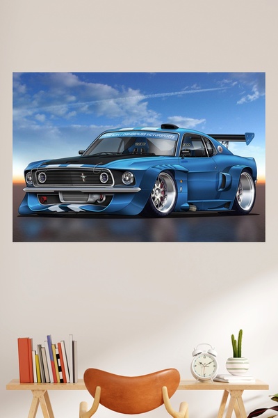 LİPYOS Ρετρό αφίσα από ξύλο MDF 3 mm με θέμα το αυτοκίνητο