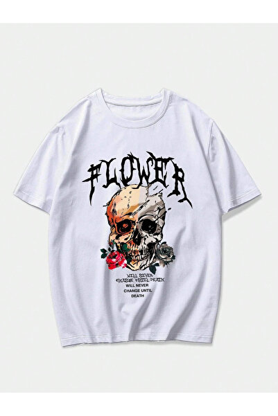 Jose Clothing Унісекс біла футболка з принтом з органічної бавовни, оверсайз, з короткими рукавами