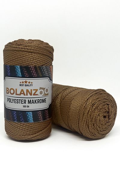 Bolanzoo 2 Pieces 100gr Milk Coffee Colored 3mm Knitted Macrame Thread