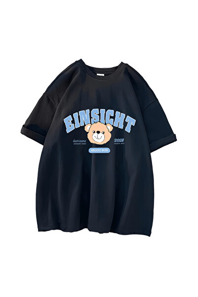 Jose Clothing Чорна футболка з принтом з органічної бавовни в стилі унісекс оверсайз - короткий рукав