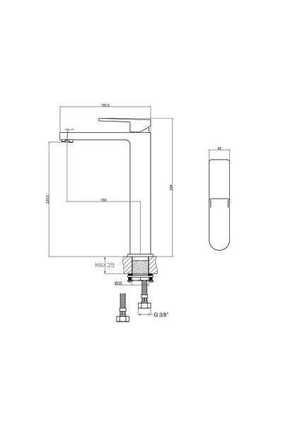 Fause High Bowl Sink Faucet Piedra Black KSL122-B