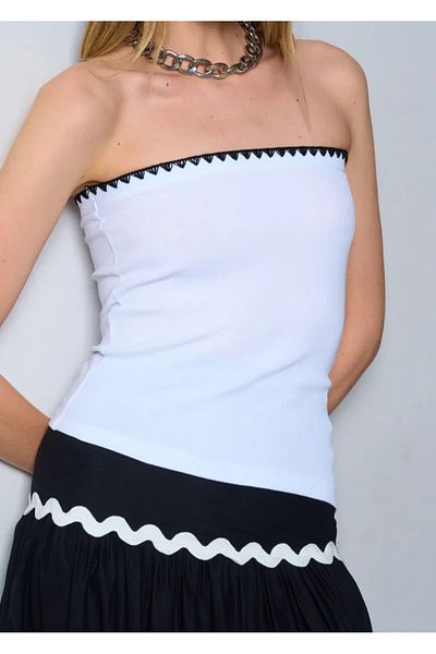 Laluvia Trägerloses Bustier mit weißen Nähten