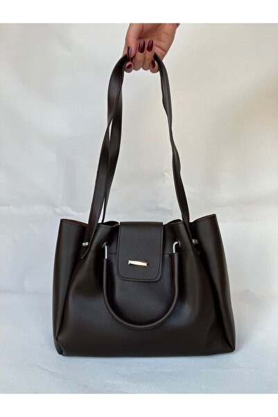 melecco Acı Kahve Kadın Yumuşak Deri Evrak Okul Iş Çantası Omuz Çantası Büyük...