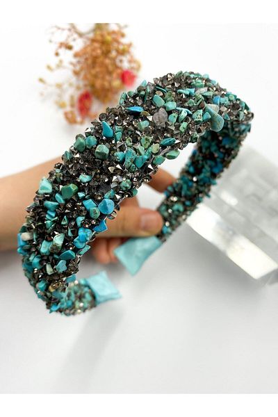 Hayals Natural Stone Crystal Crown Turquoise