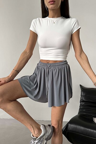 Eka Kadın Gri Şort Etek 1018-0201