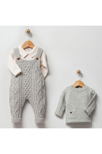 Nipperland Patterned Salopet Set - Gray