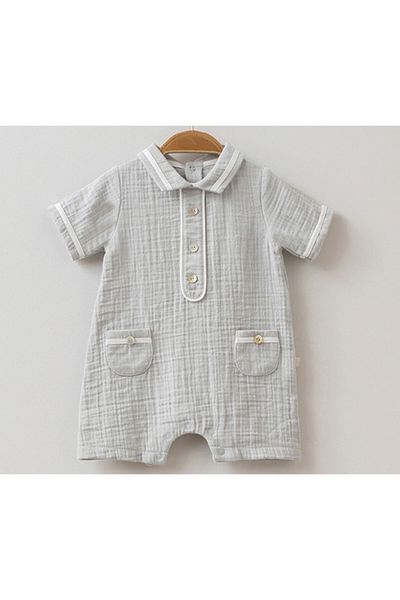 miomini Muslin Short Sleeve Jumpsuit - Gray
