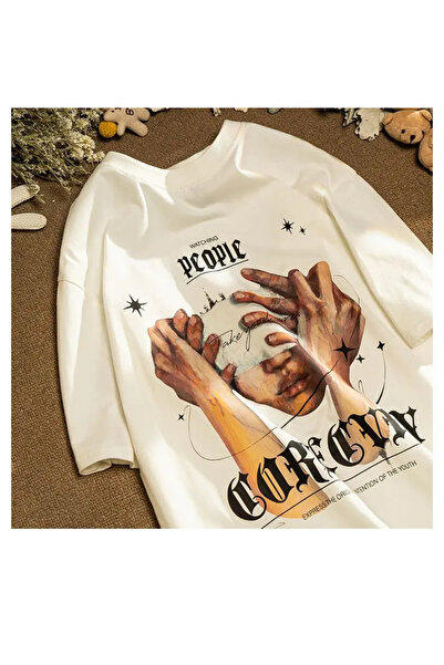 Jose Clothing Tricou oversize cu mânecă scurtă din bumbac organic imprimat un...