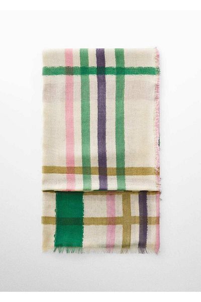 MANGO Woman Multi-Coloured Striped Scarf