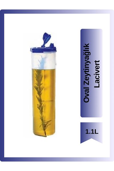 Tupperware Oval Olive Oil Navy Blue Lid 1.1L