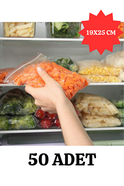 Kalbi Ticaret Kilitli Torba 19x25 Cm 50'li Kilitli Buzdolabı Poşeti Şeffaf Na...