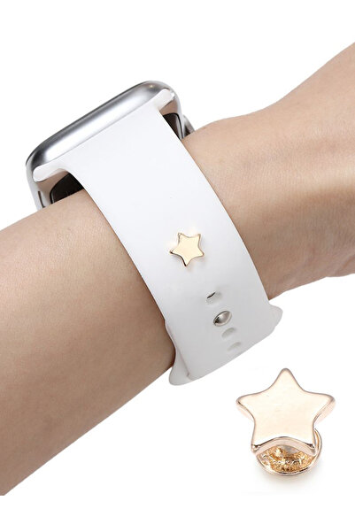 BearPear Apple Watch Uyumlu Yıldızlı Kordon Aksesuarı Gold Charm