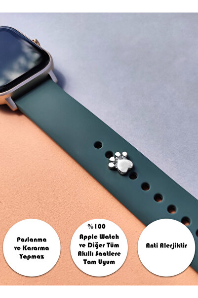 BearPear Apple Watch Uyumlu Pati Figürlü Kordon Aksesuar Silver Charm