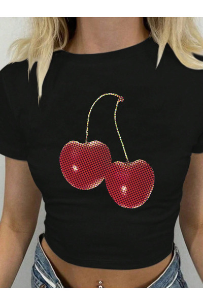 Jose Clothing Μαύρη μπλούζα με τύπωμα - Γυναικεία, οργανικό βαμβάκι, κοντό μα...