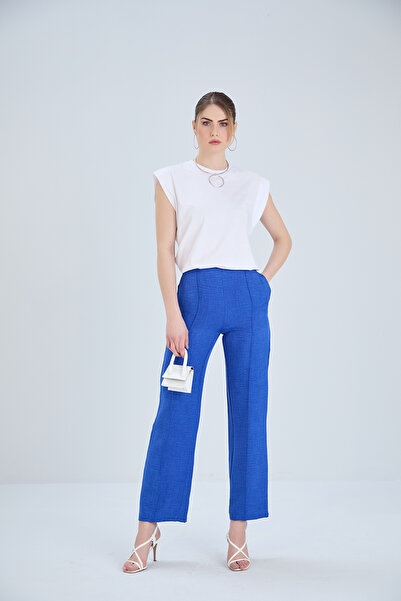 Thin Shop Front Stitched Linen Blended Trousers