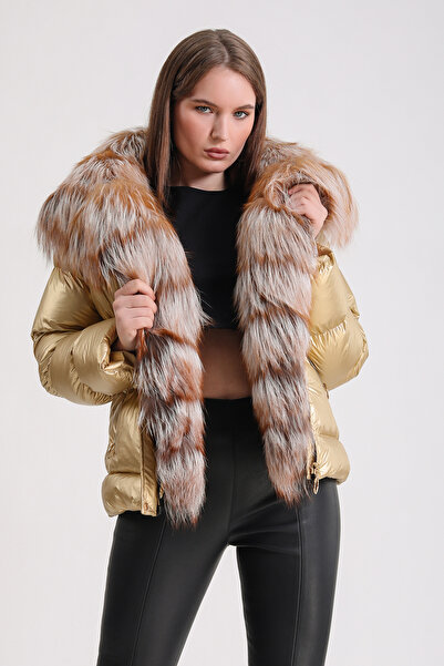 Leather Club Gold Arjante Fox Aksesuarlı Puffer Kaban