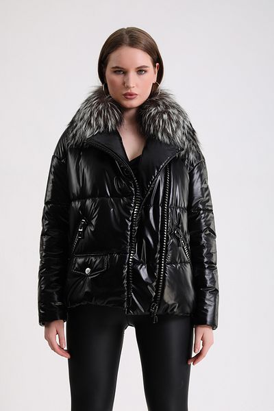 Leather Club Black Arjante Fox Puffer Coat with Accessories