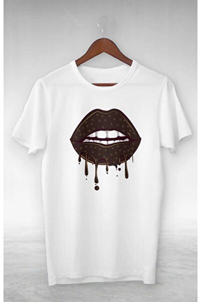 PERISENSE تي شيرت كبير الحجم مطبوع عليه شفاه متدفقة للنساء والرجال للجنسين