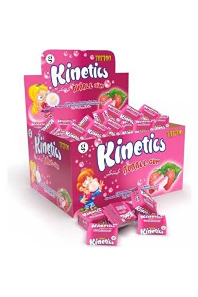 Global Ki̇NETi̇CS Bubble Gum - Single Sugar Chewing Gum Strawberry with Tattolu 3.5gr *100